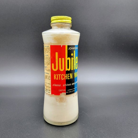 Vintage Jubilee Kitchen Wax Not Full Dried White Glass Jar SC Johnson AS IS Read - Picture 5 of 11